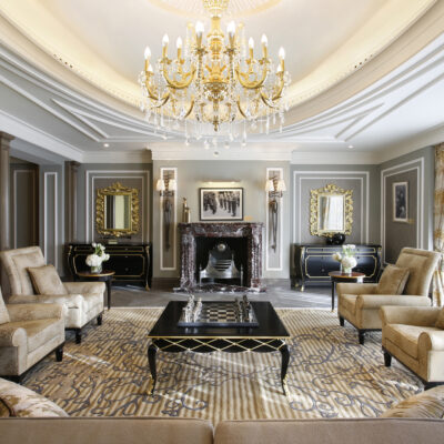 Habtoor Palace Dubai Sir Winston Churchill Suite - An elegant study room with a well-appointed lounge area